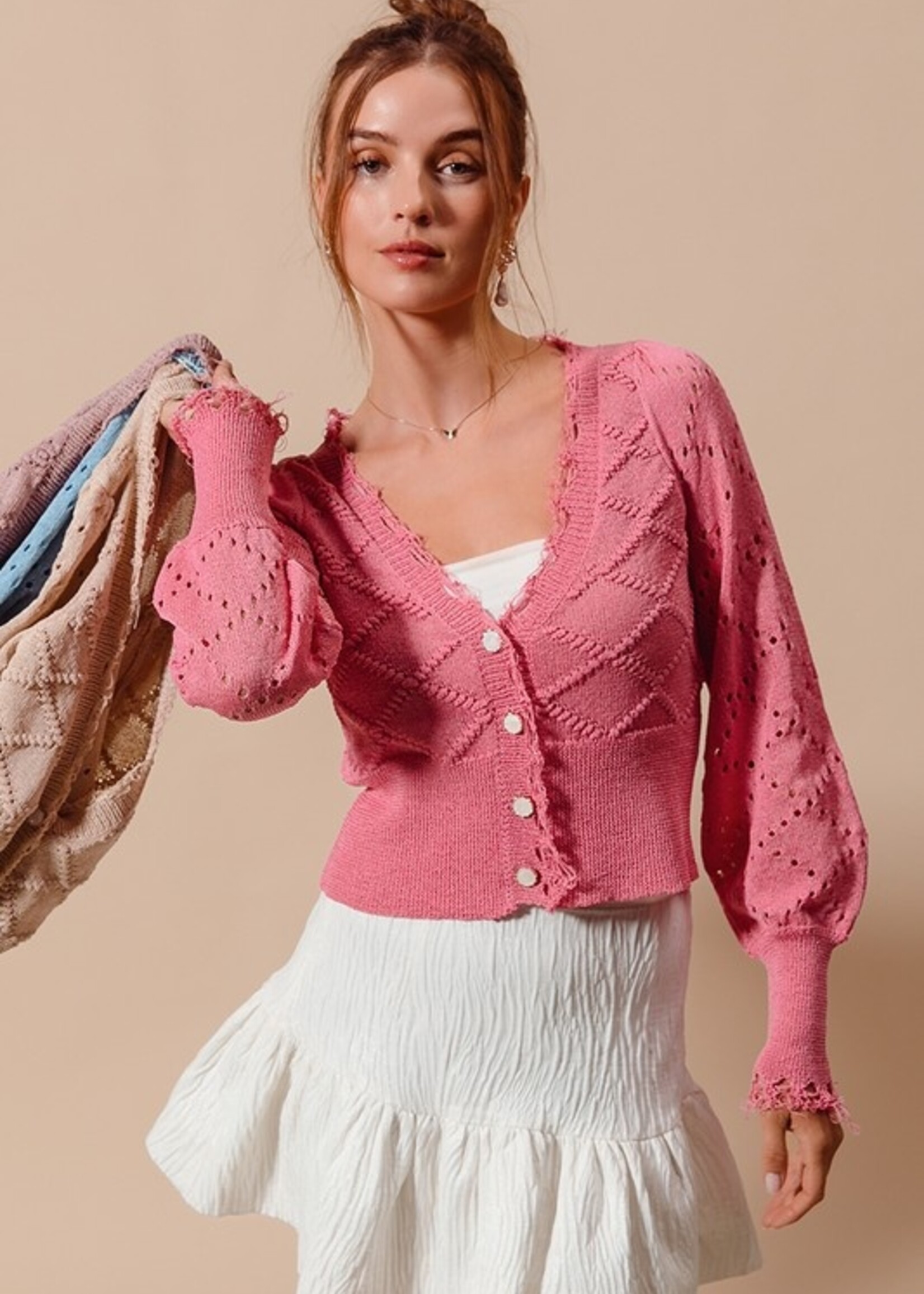 Frayed edge cardigan +4 colors