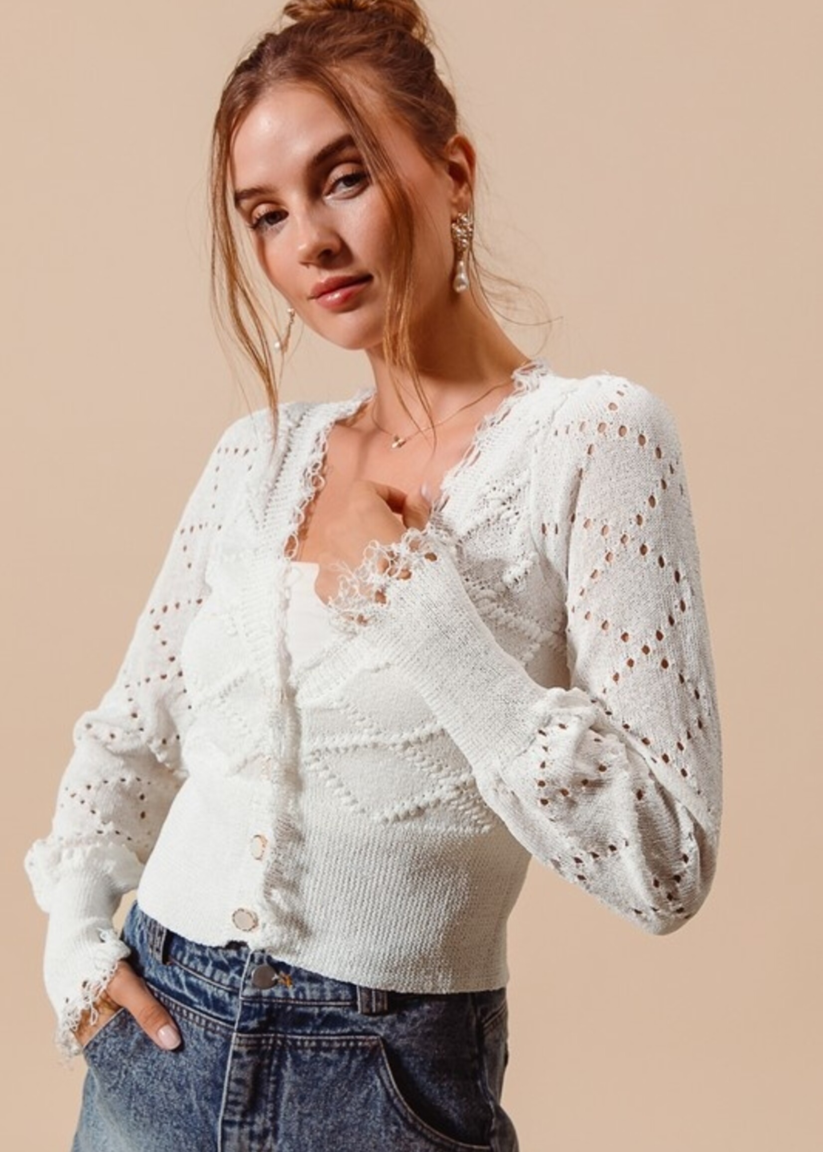 Frayed edge cardigan +4 colors