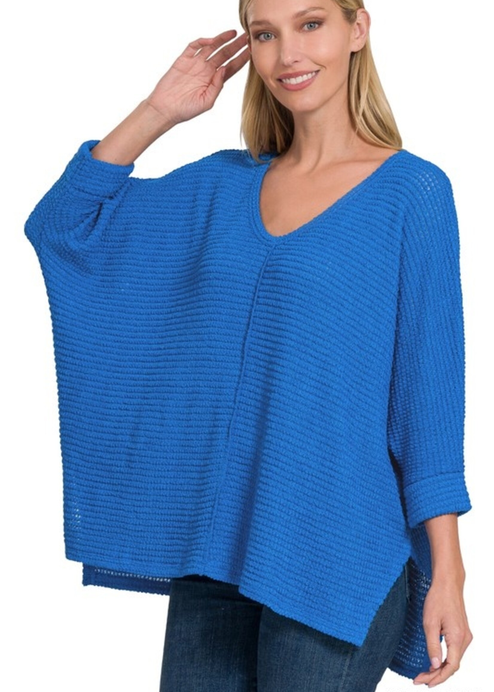 3/4 sleeve waffle top +3 colors