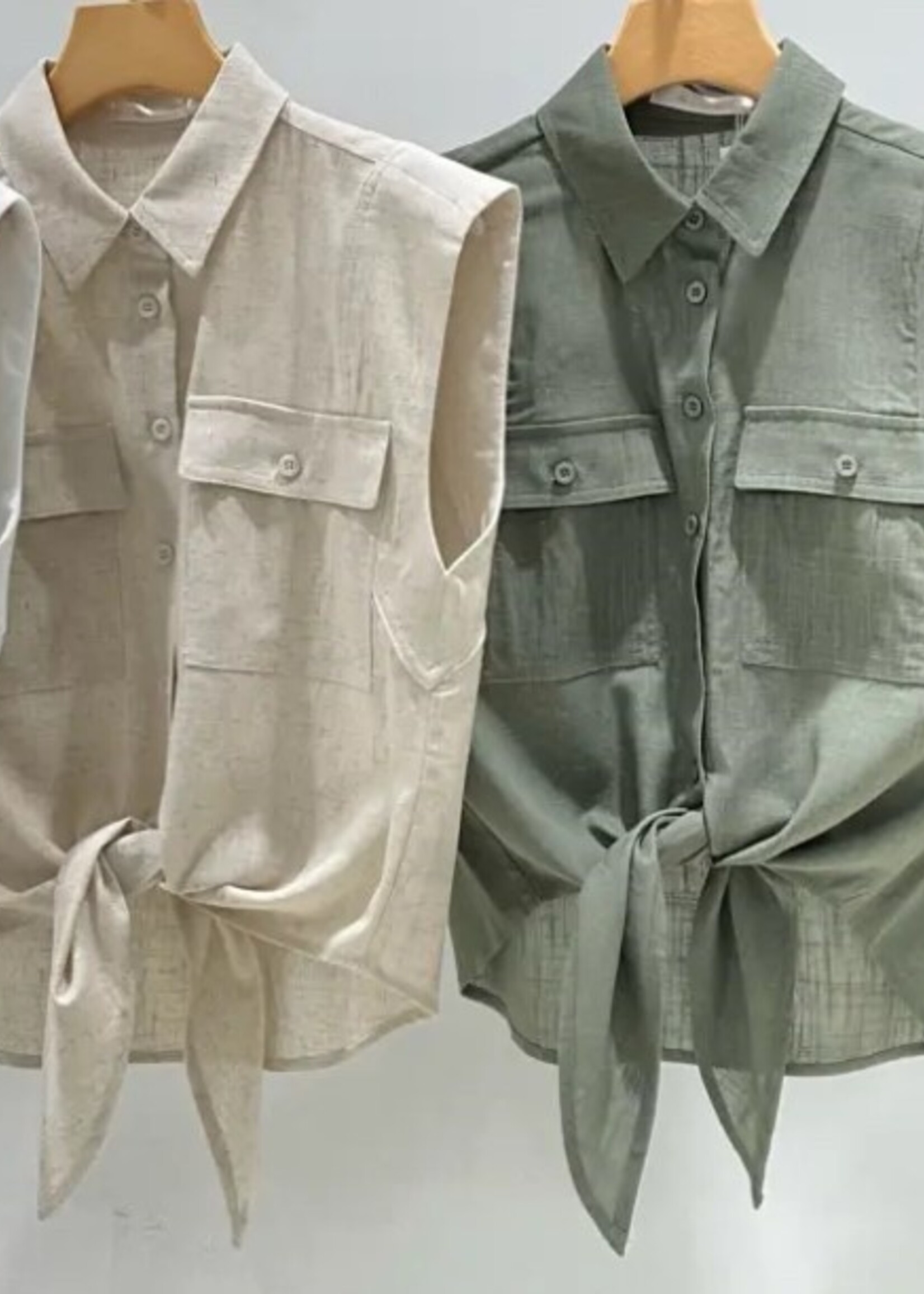 Sleeveless tie front +3 colors