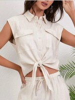Sleeveless tie front +3 colors