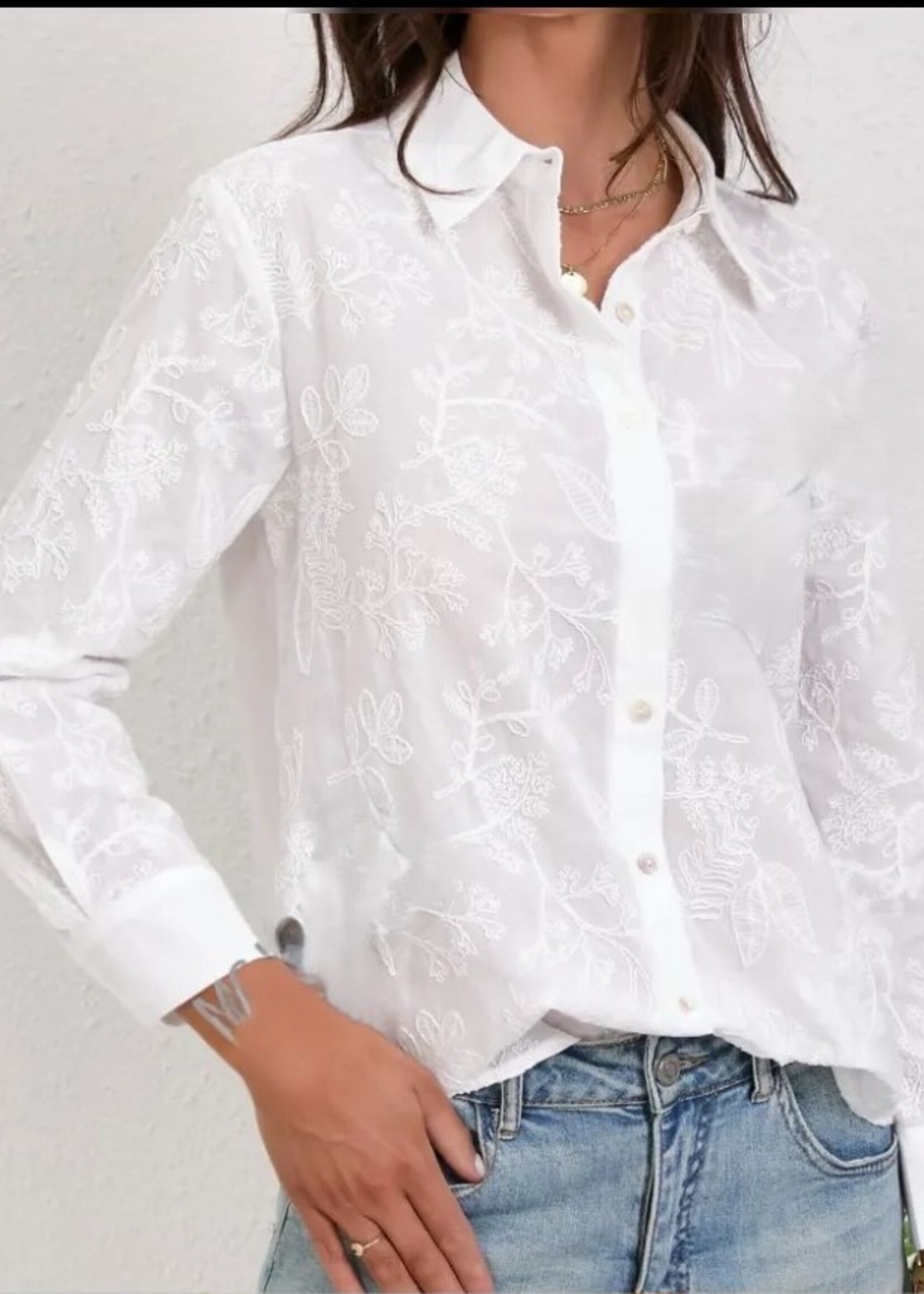 Embroidered button down
