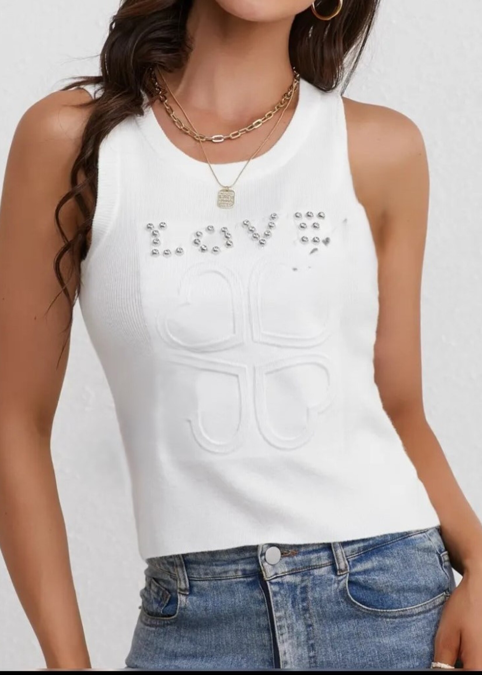 Rhinestone love tank + 2colors