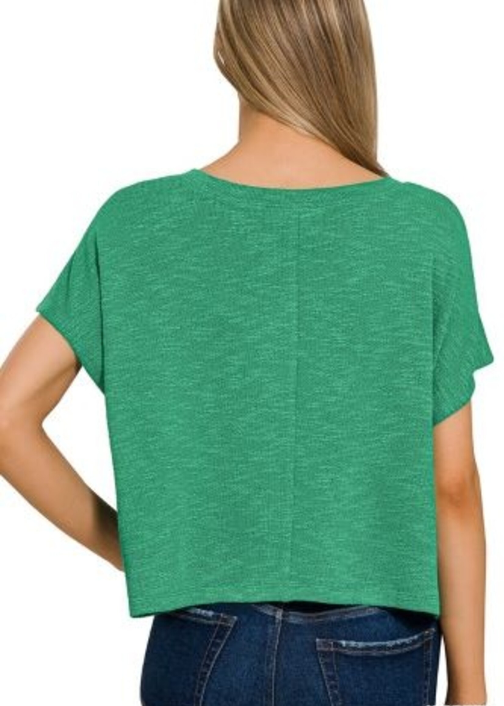Slub cropped V neck tee +5 colors