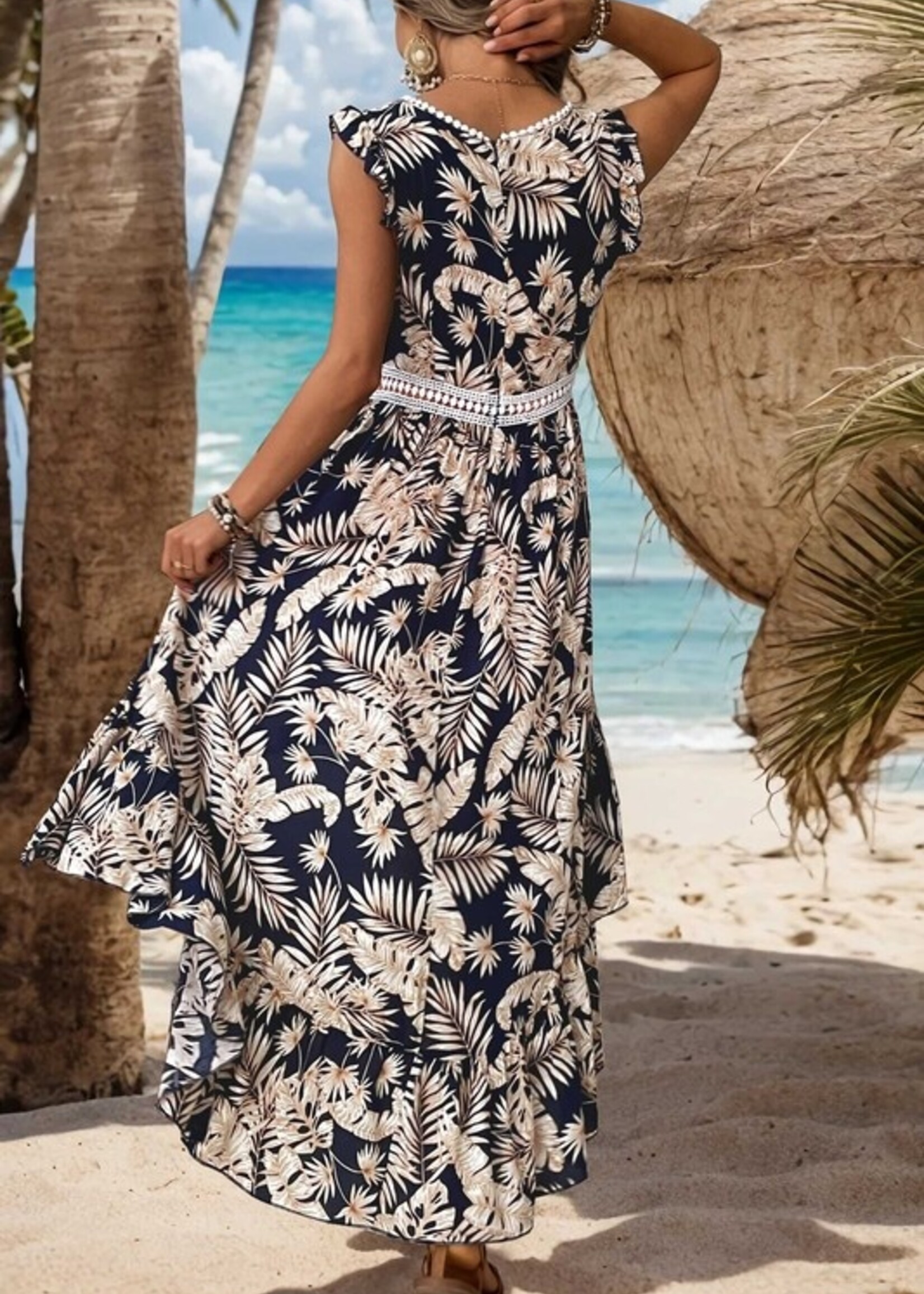 High low print dress