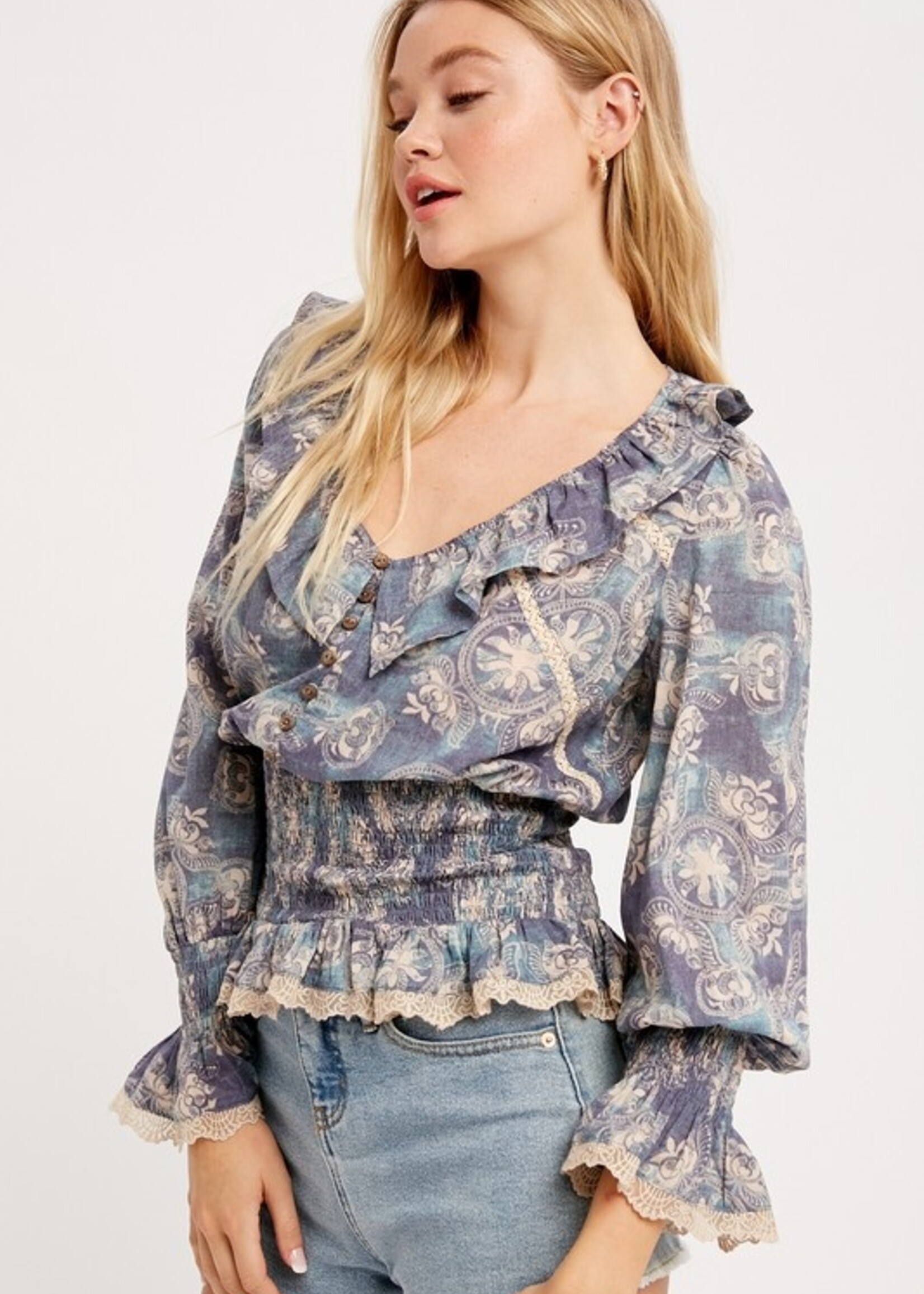 Lace edge blouse