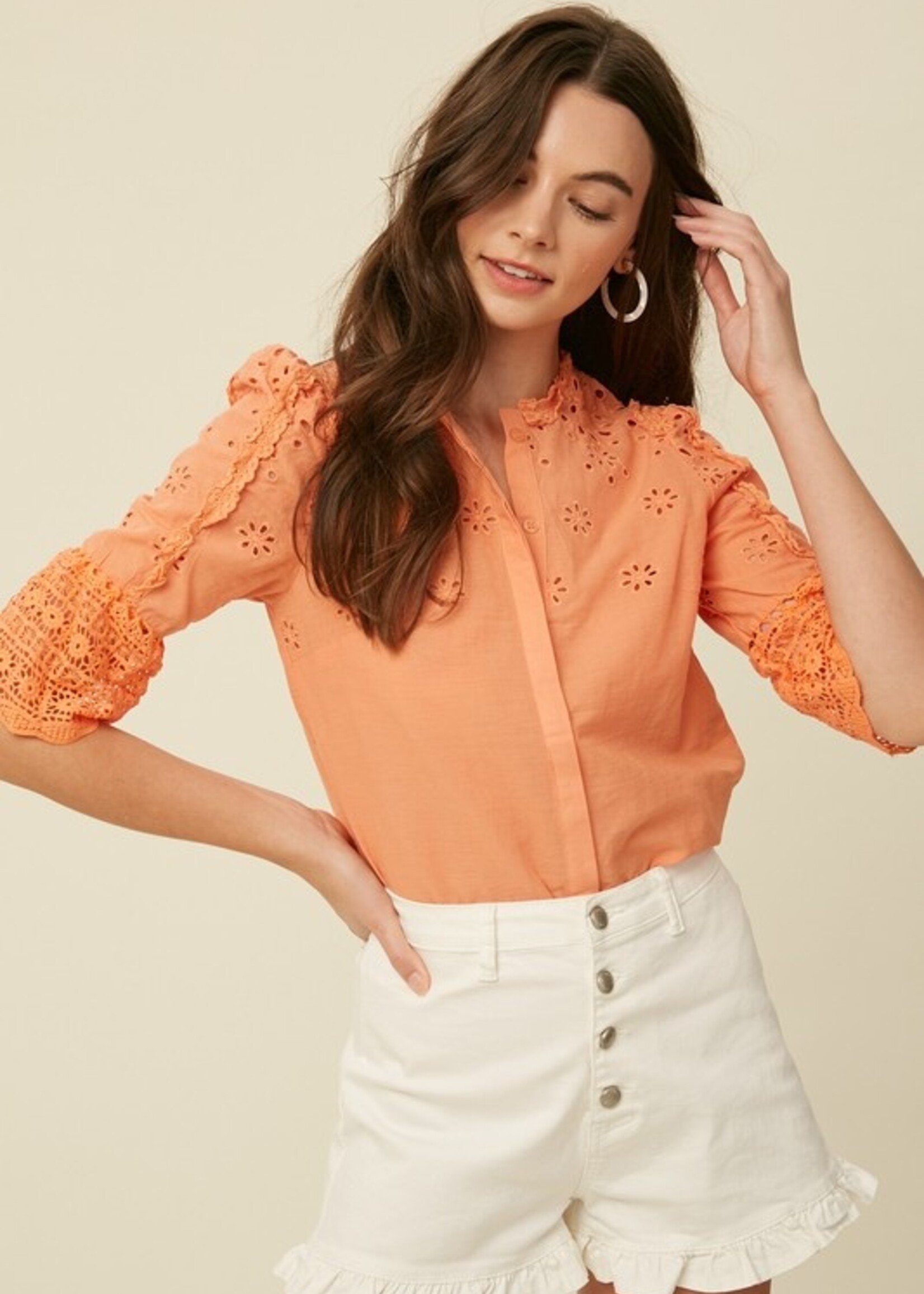 Embroidered button down