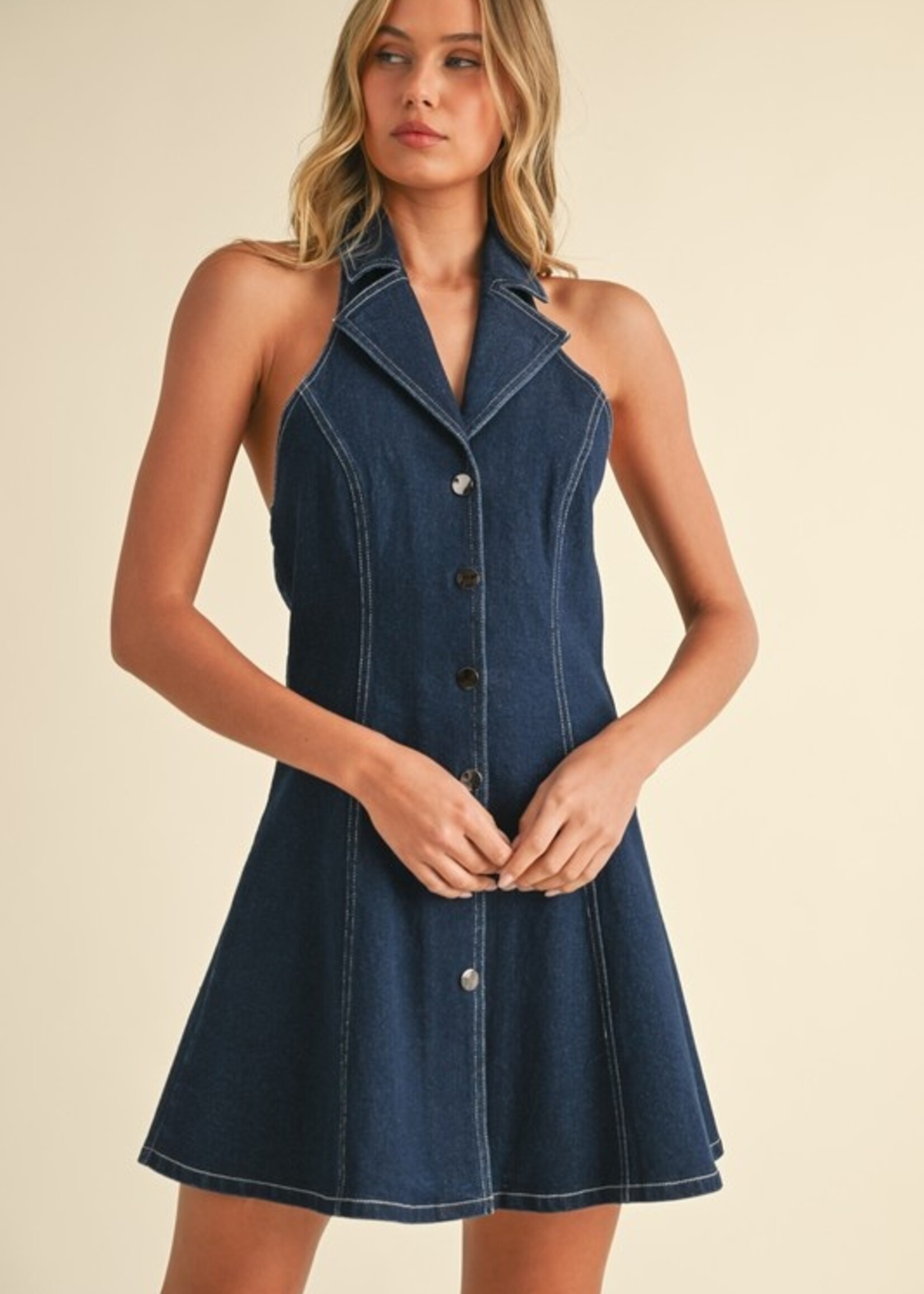 Denim halter dress