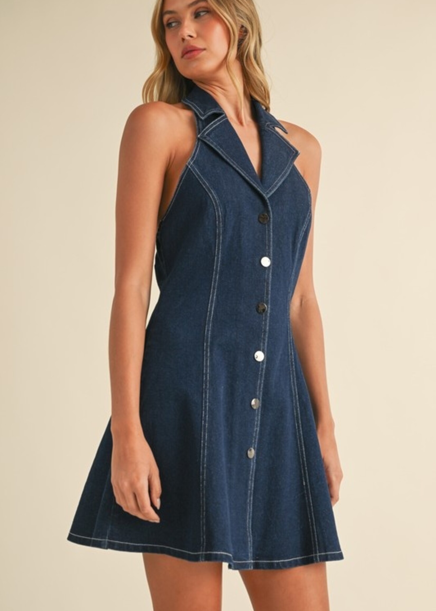 Denim halter dress