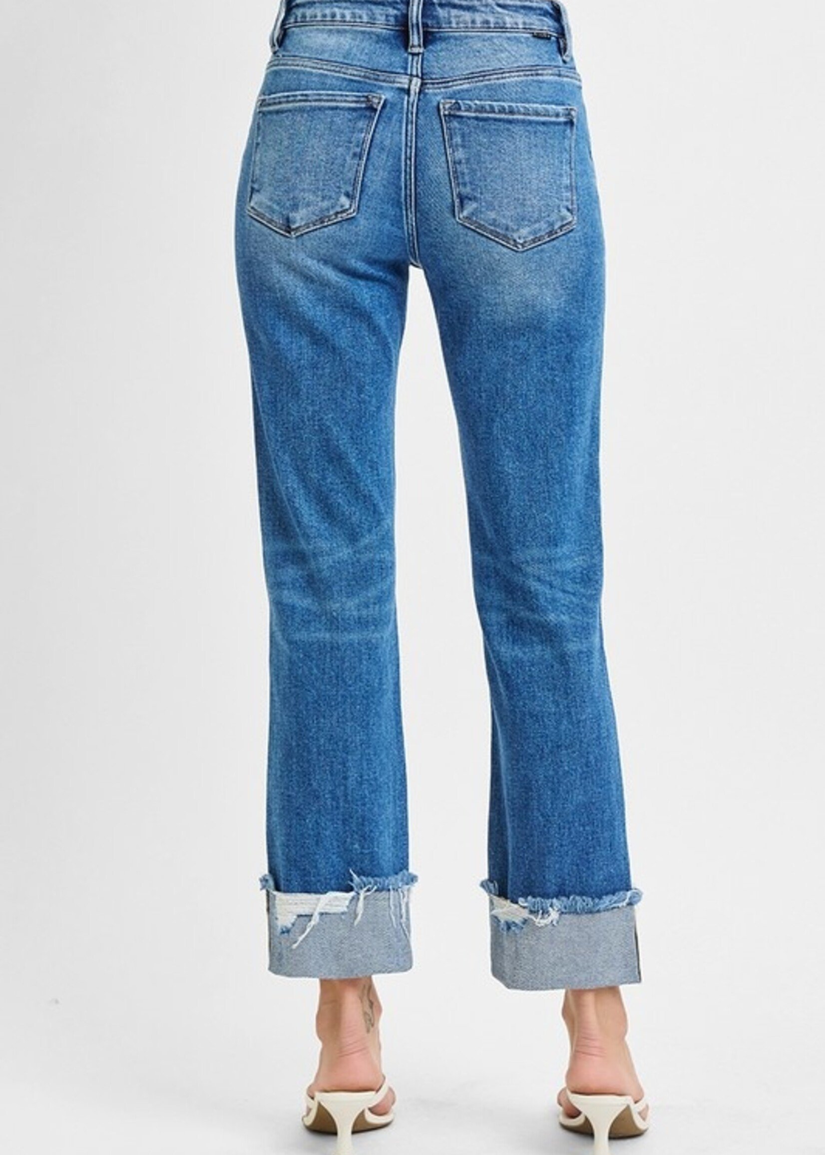 Distressed cuff jean