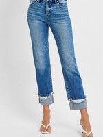 Distressed cuff jean