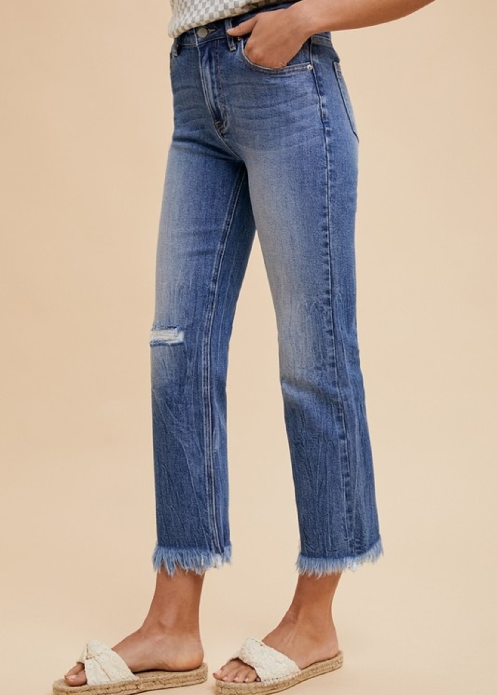 Fray hem straight leg