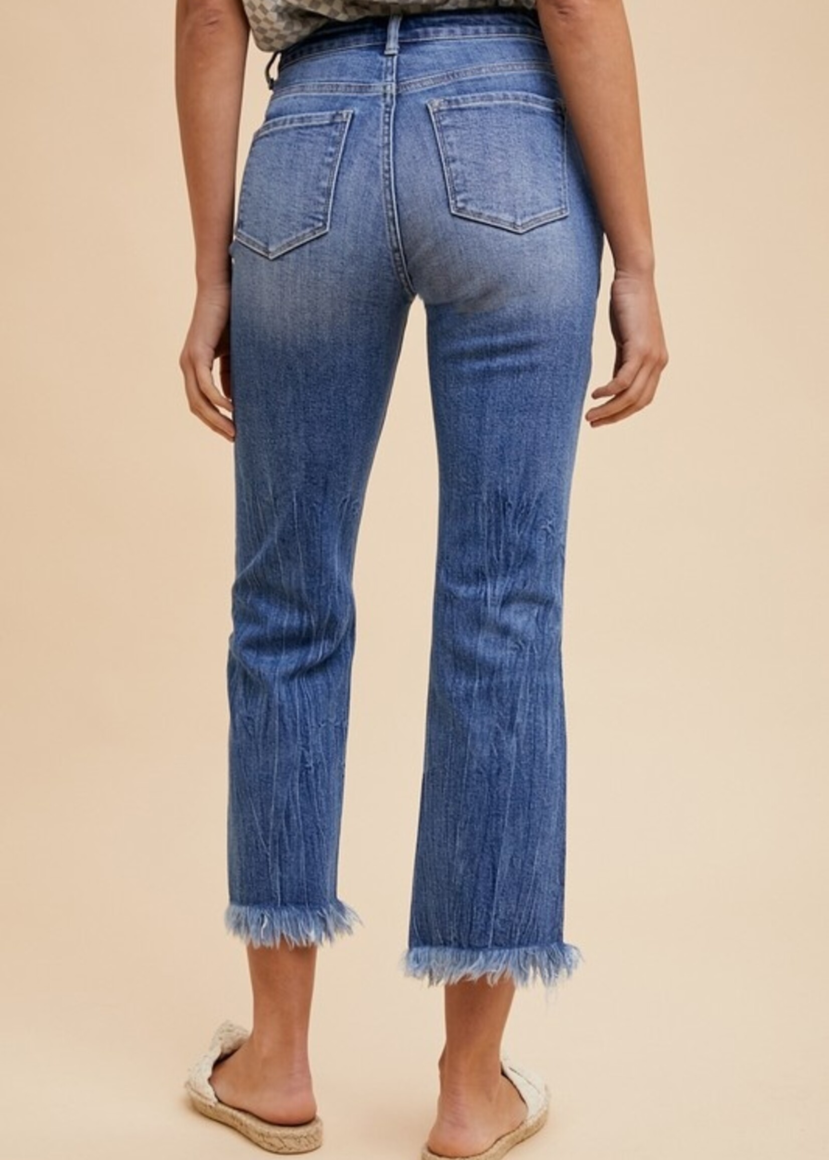 Fray hem straight leg