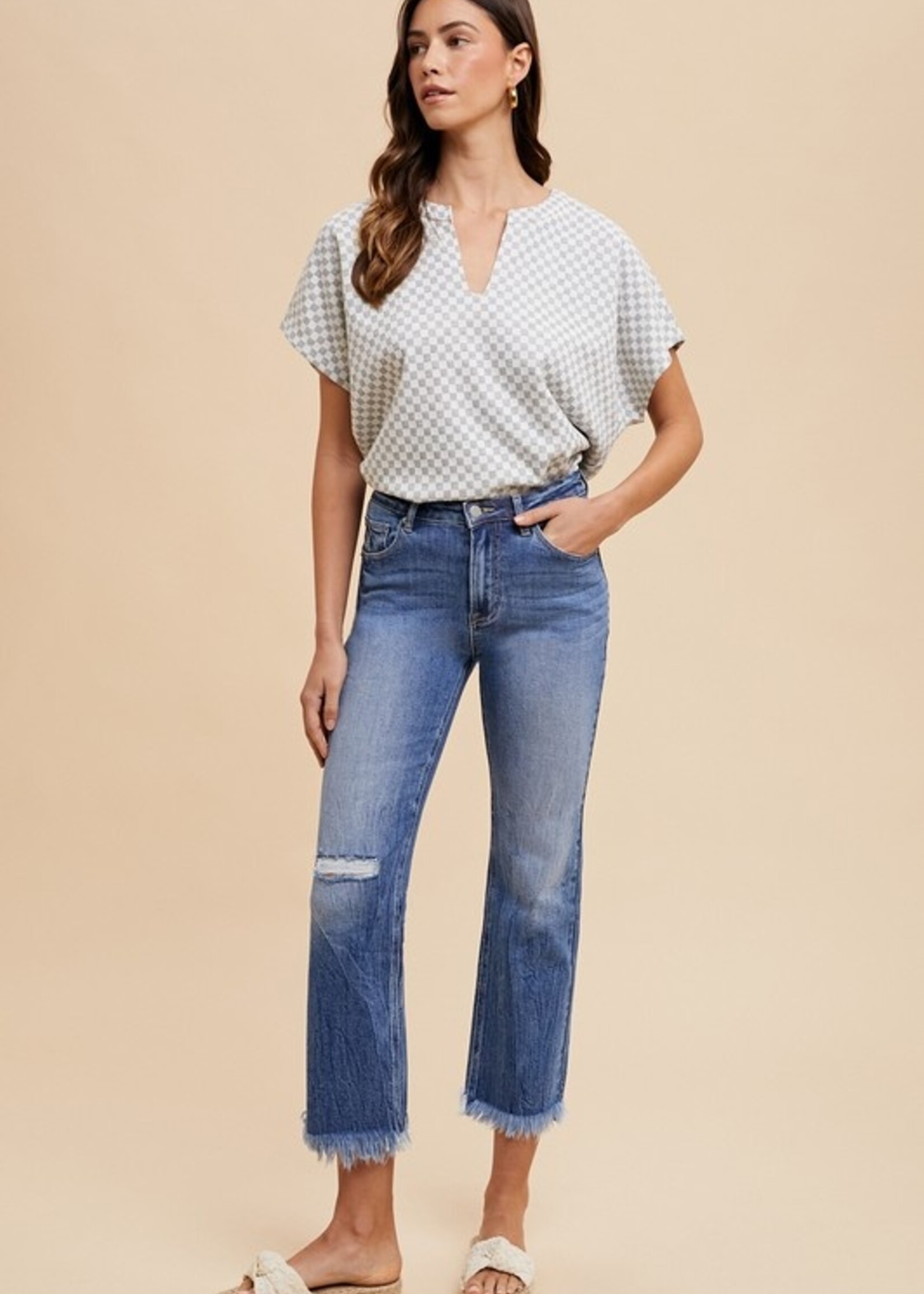 Fray hem straight leg