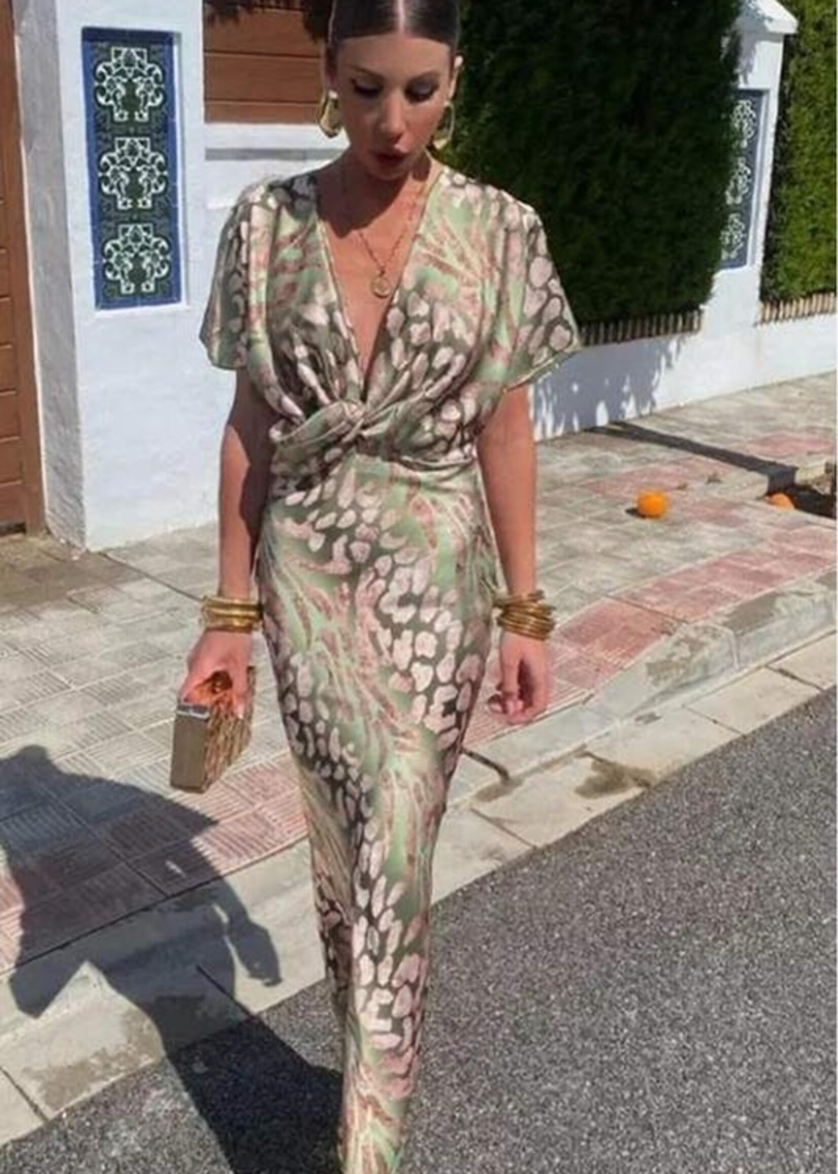 Twist print dress