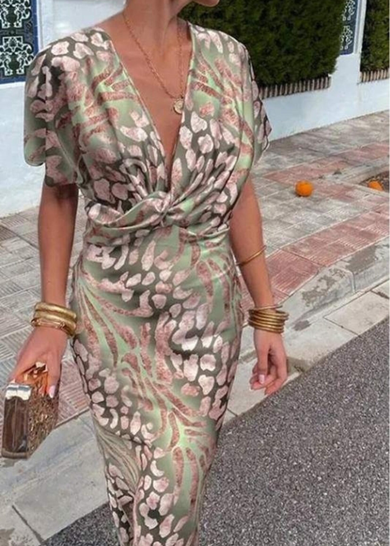Twist print dress