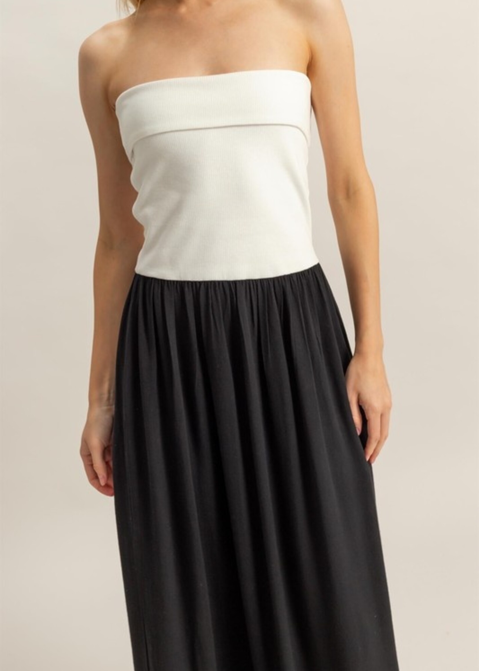 Mix fabric maxi
