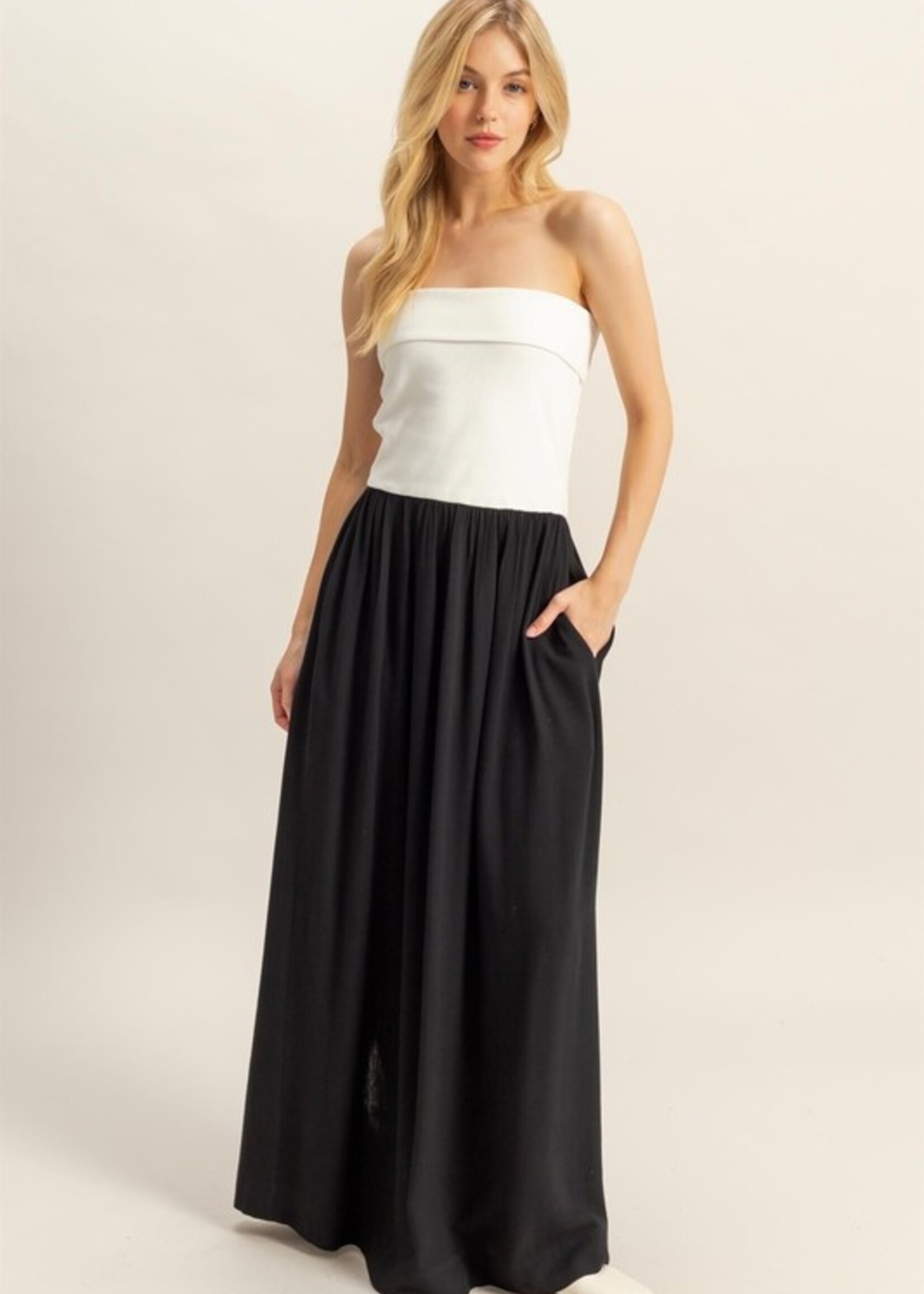 Mix fabric maxi