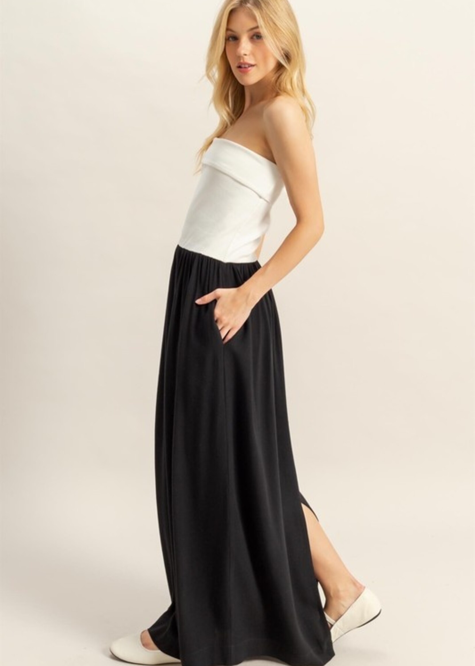 Mix fabric maxi