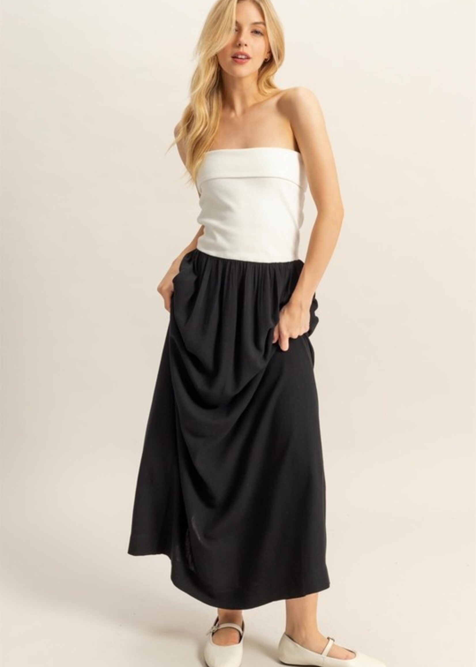 Mix fabric maxi