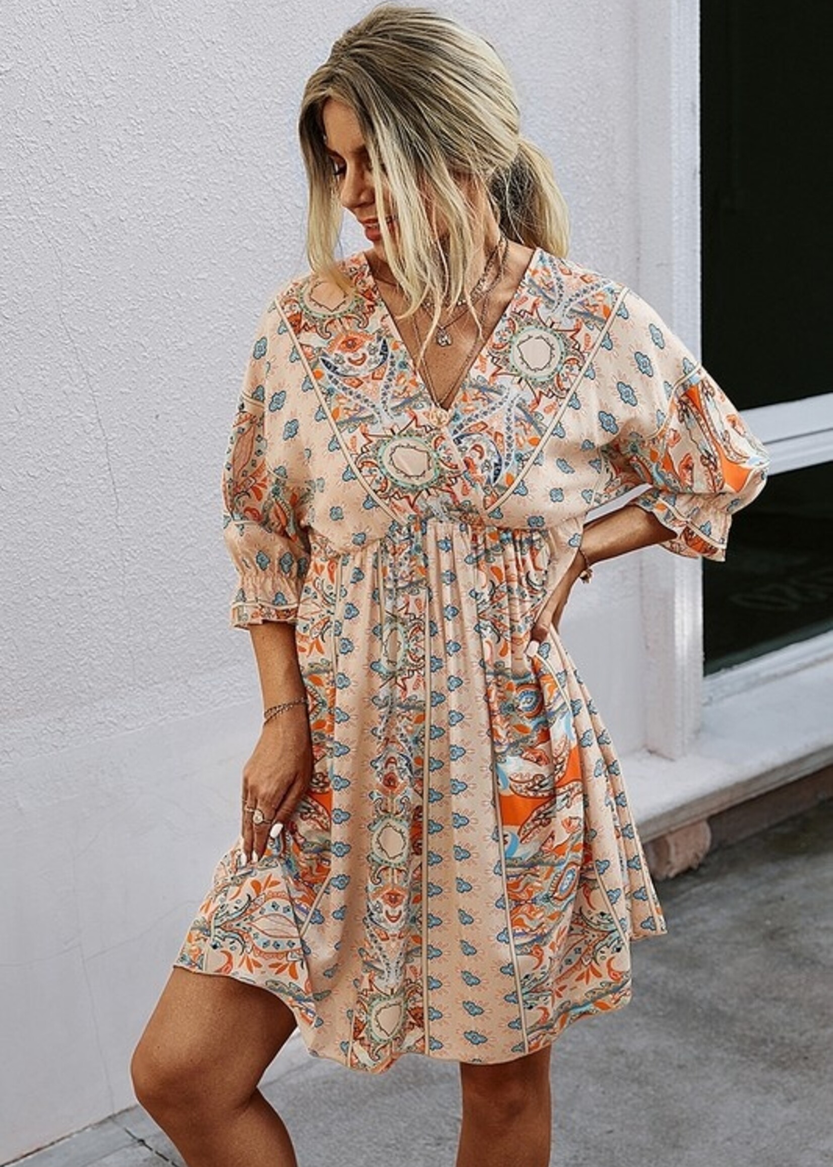 Print mini dress +2 colors