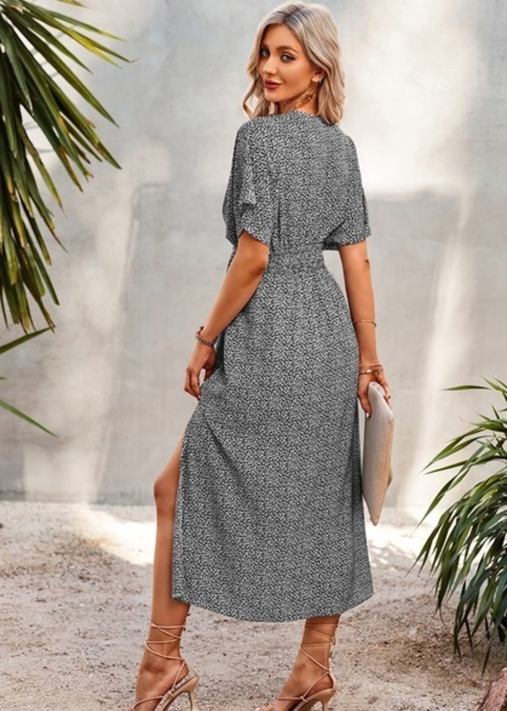 Drape sleeve print maxi
