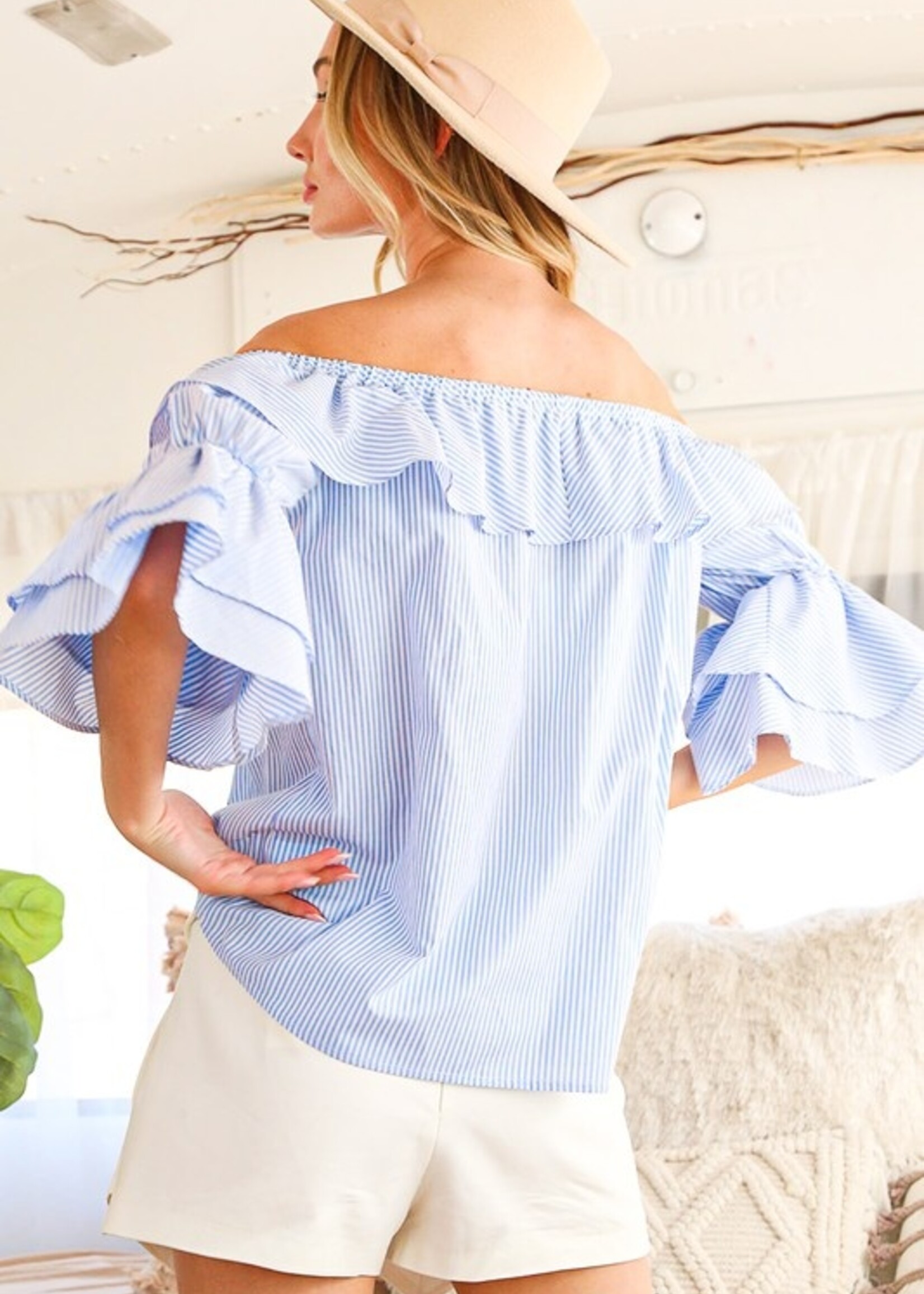 Stripe off shoulder top