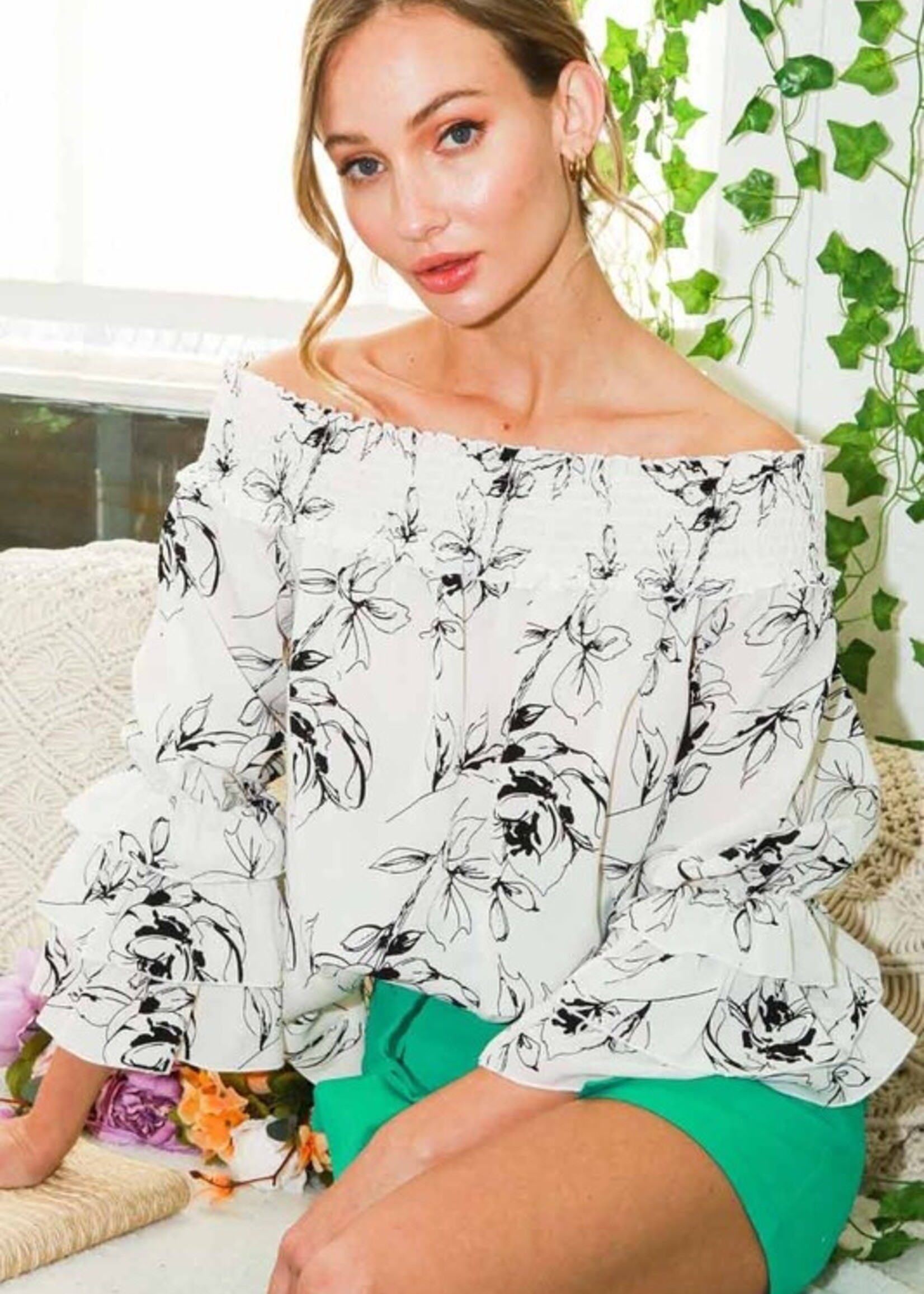 Floral off the shoulder blouse