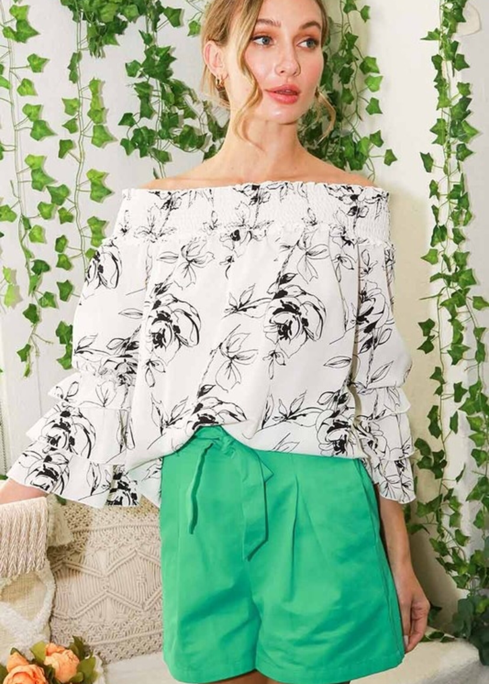Floral off the shoulder blouse