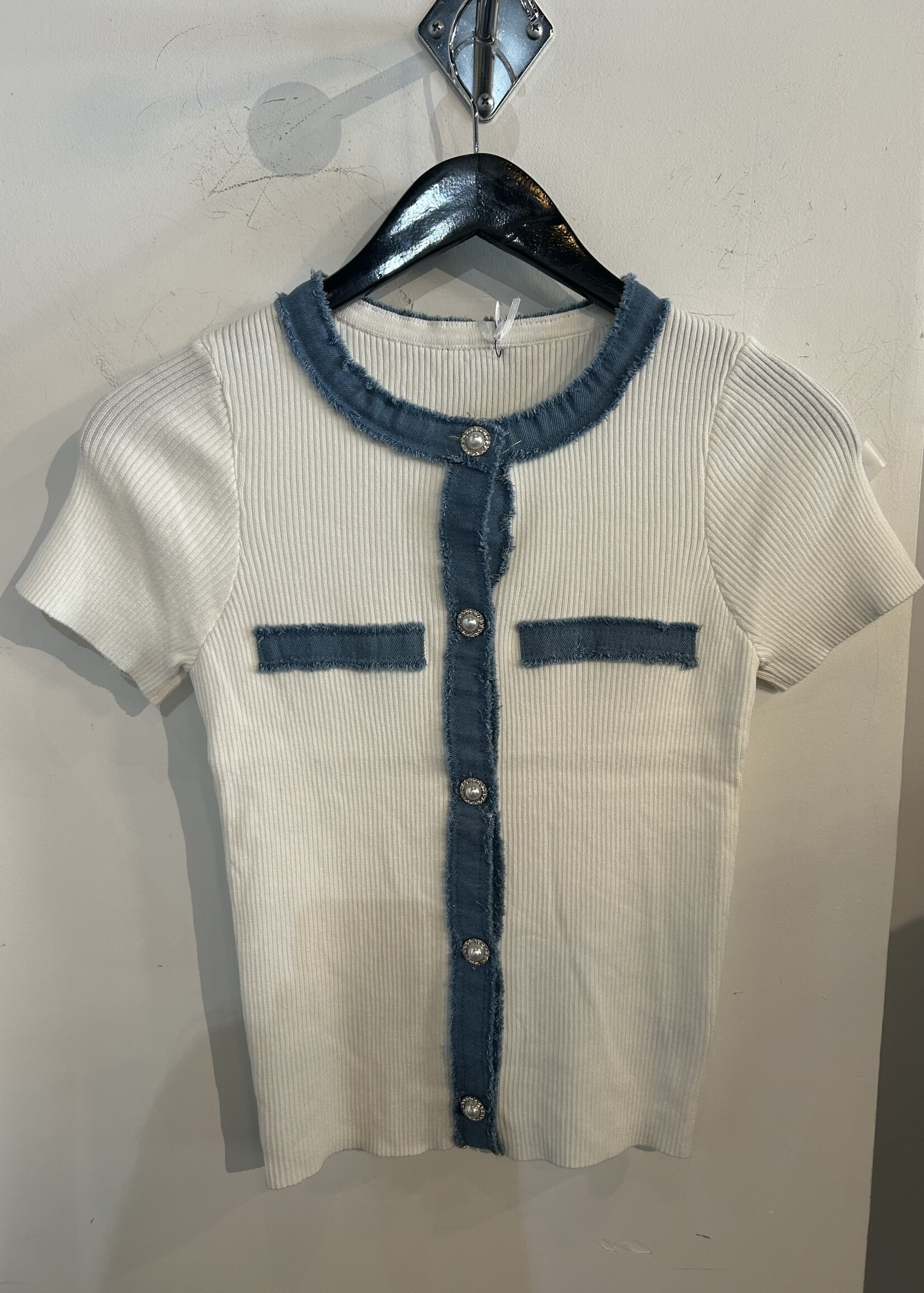 Denim trim tee +2 colors