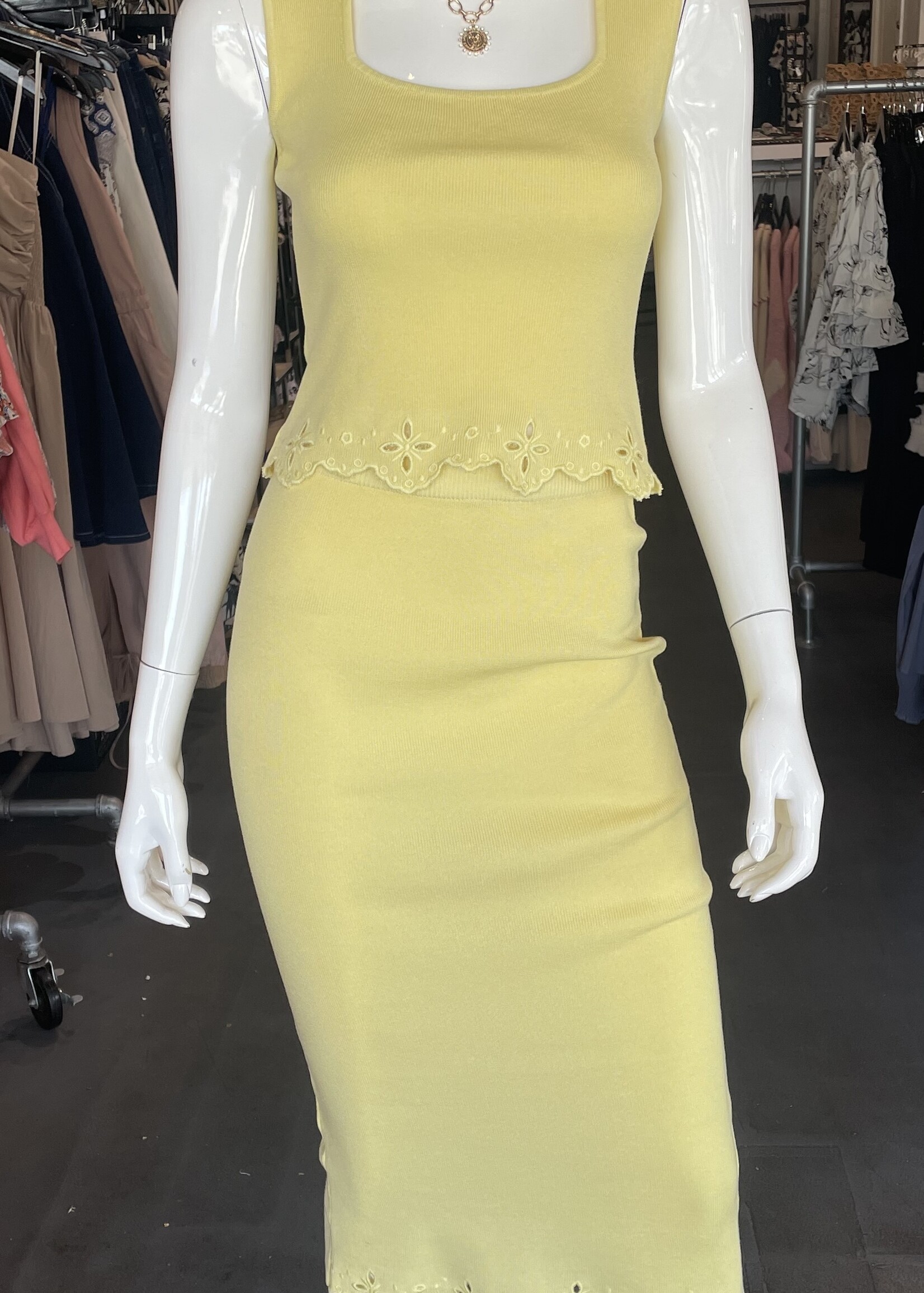 Eyelet hem skirt set +2 colors