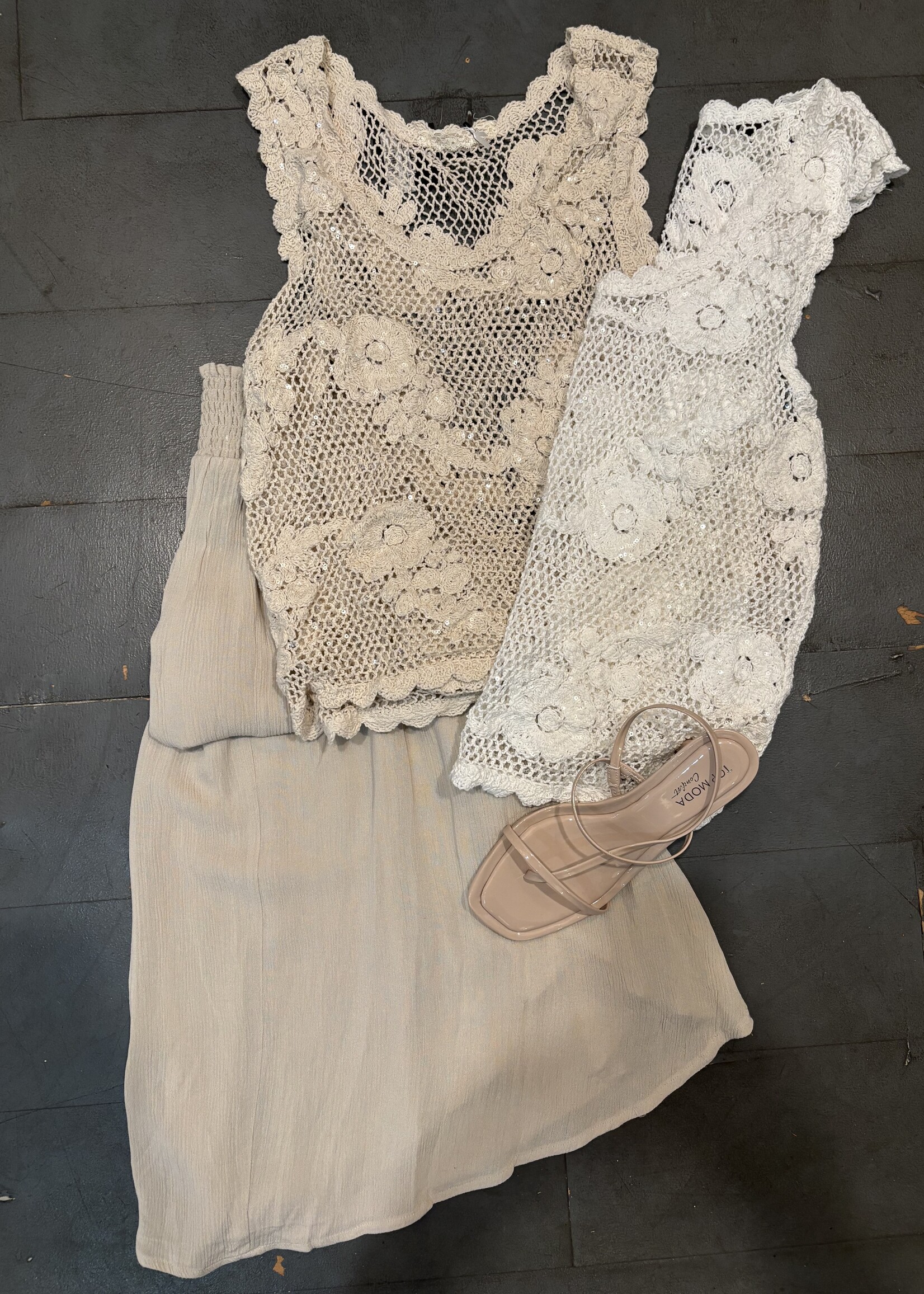 Sequin crochet tank +2 colors