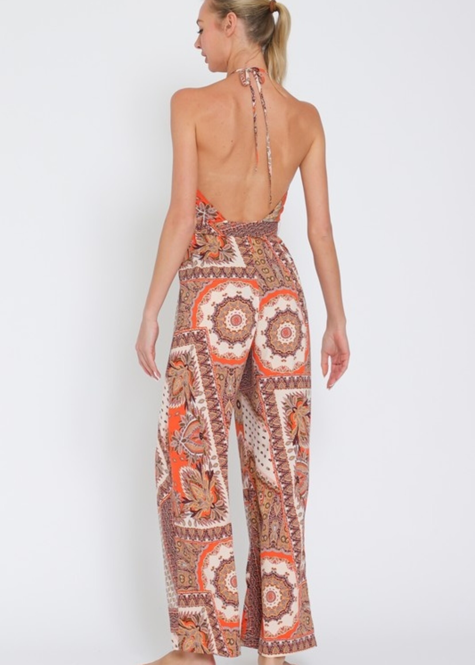Print halter jumpsuit
