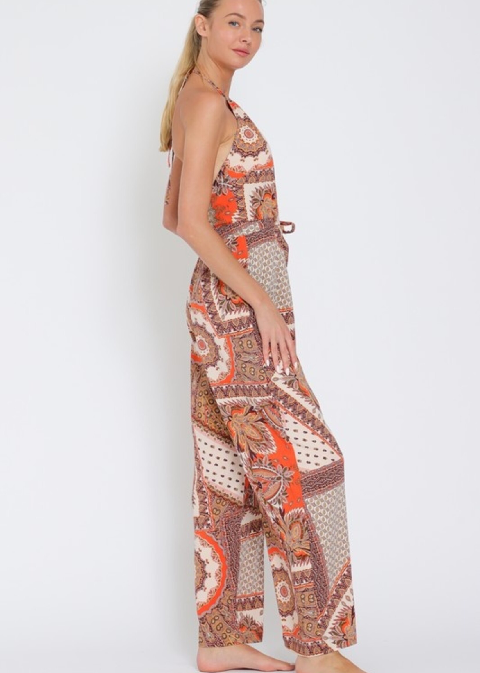 Print halter jumpsuit