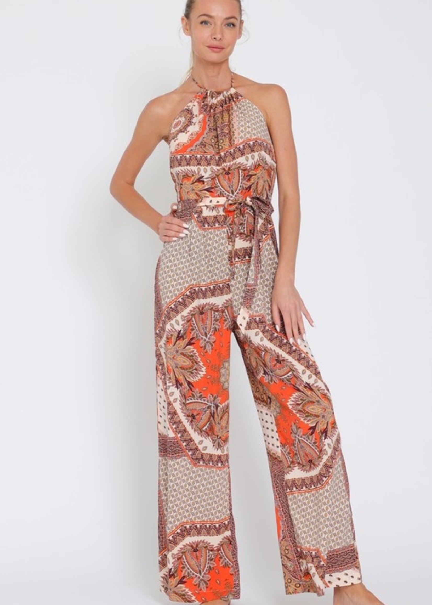 Print halter jumpsuit