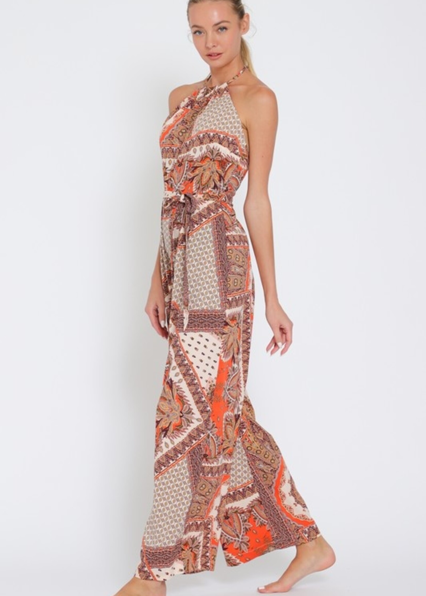 Print halter jumpsuit