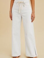 Drawstring wideleg jean