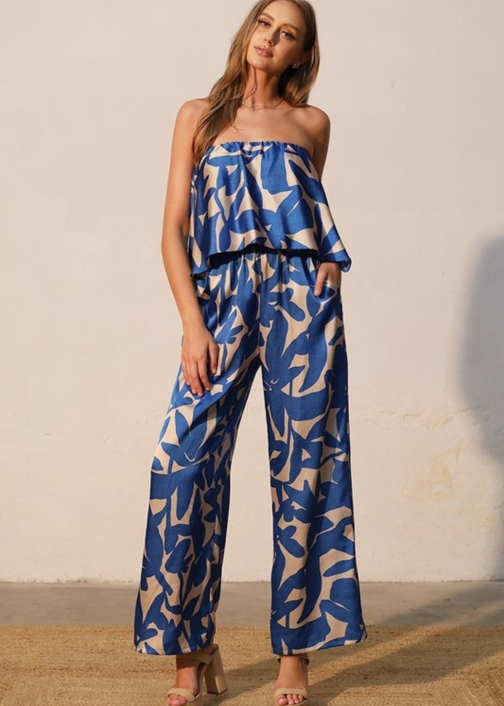 Print tube jumpsuit