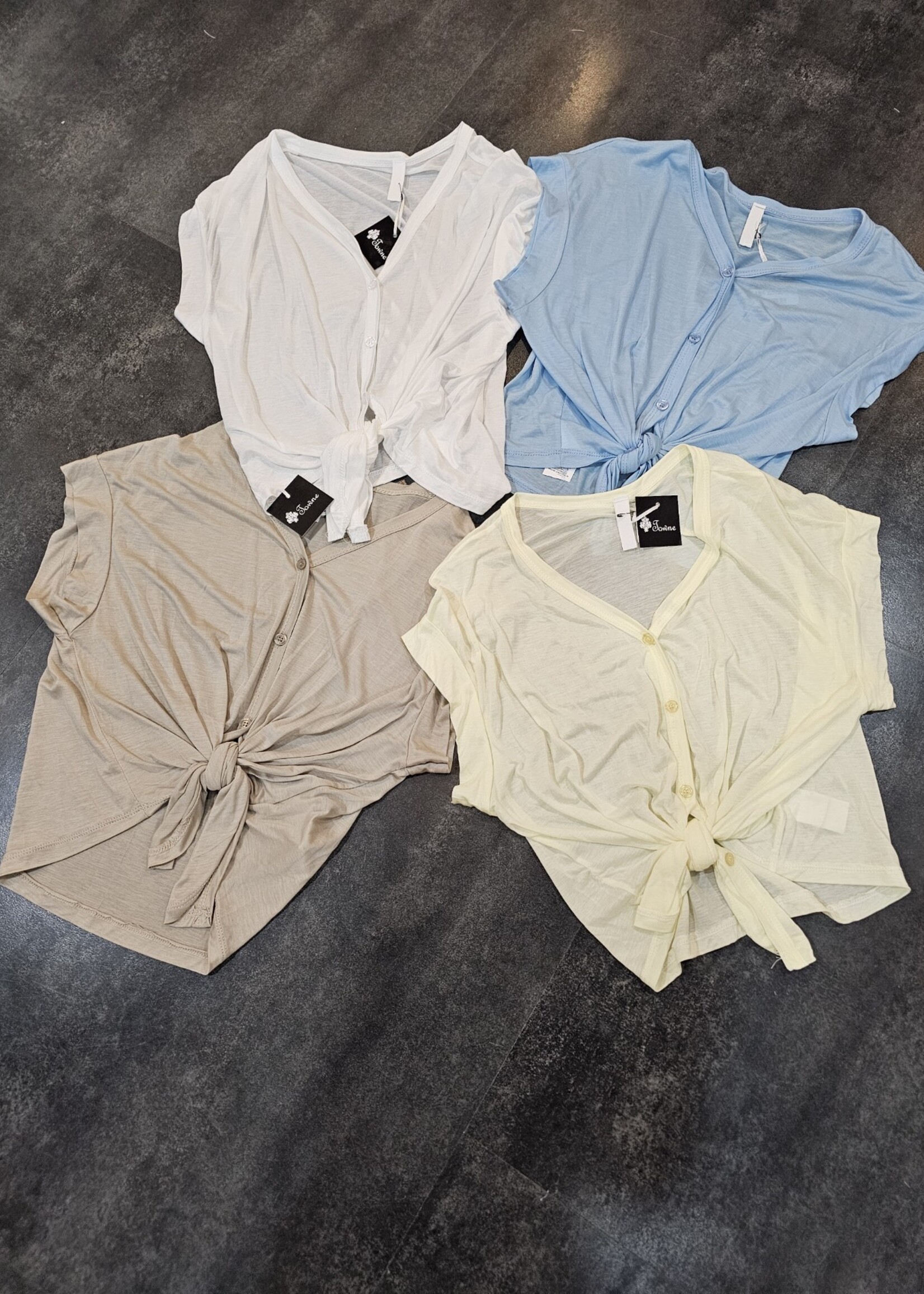 Button down tie front Tee +4 colors