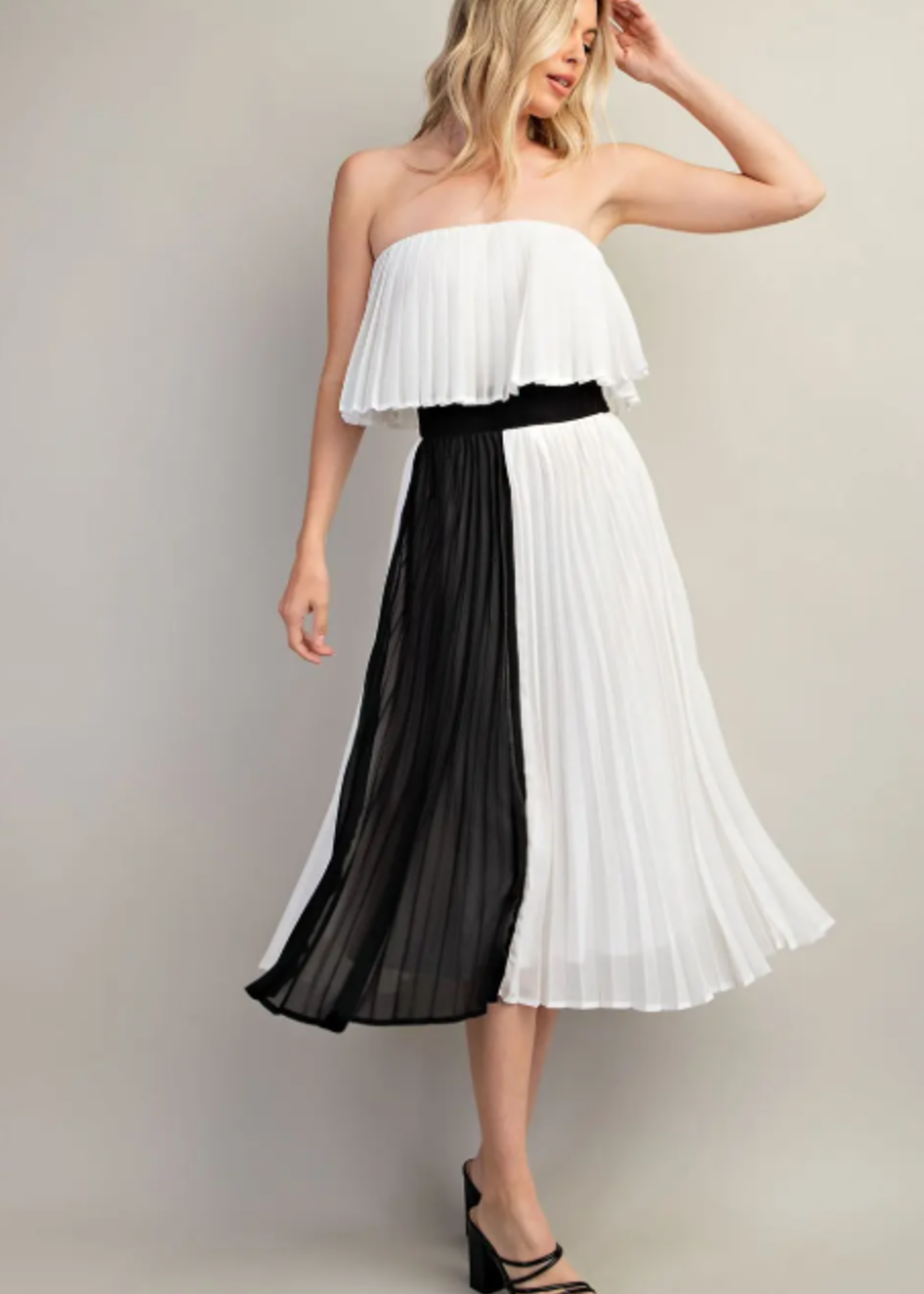 2 tone pleated dress