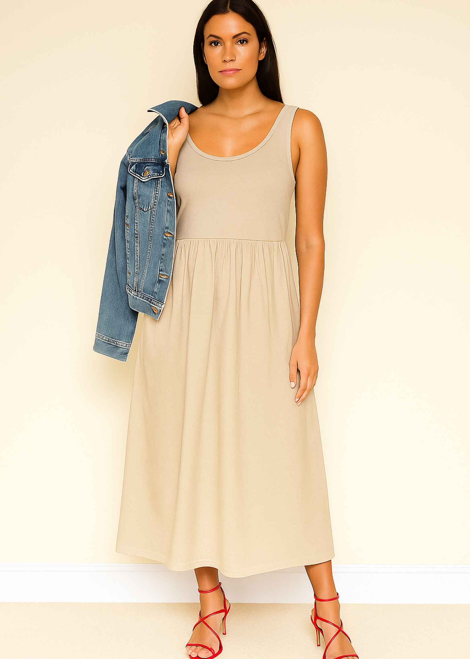 Mix media dress +4 colors