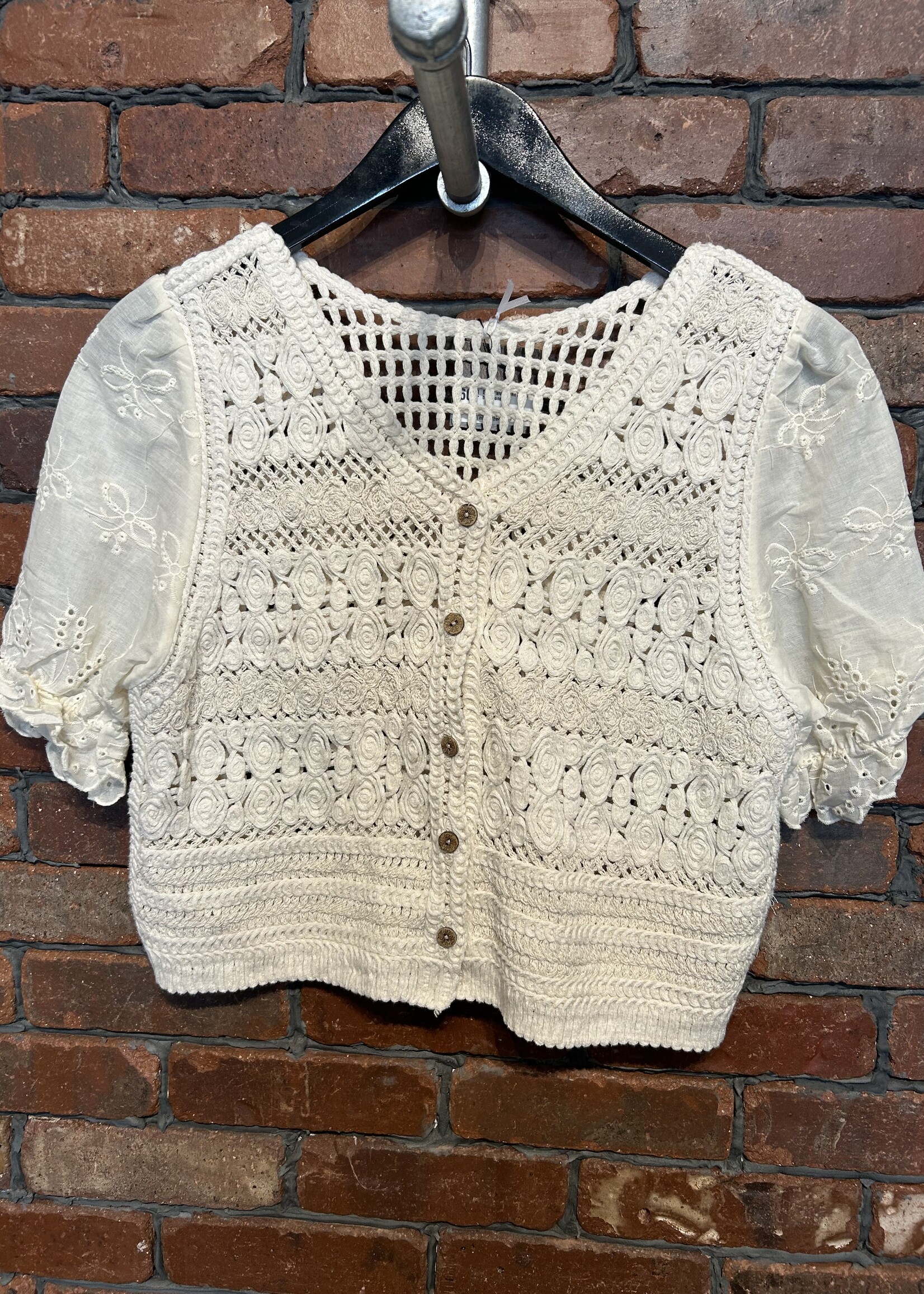 Eyelet sleeve crochet +2 colors