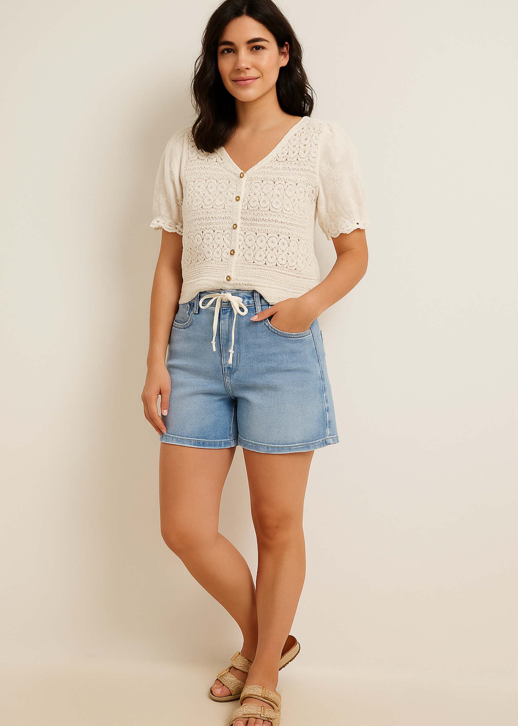 Eyelet sleeve crochet +2 colors