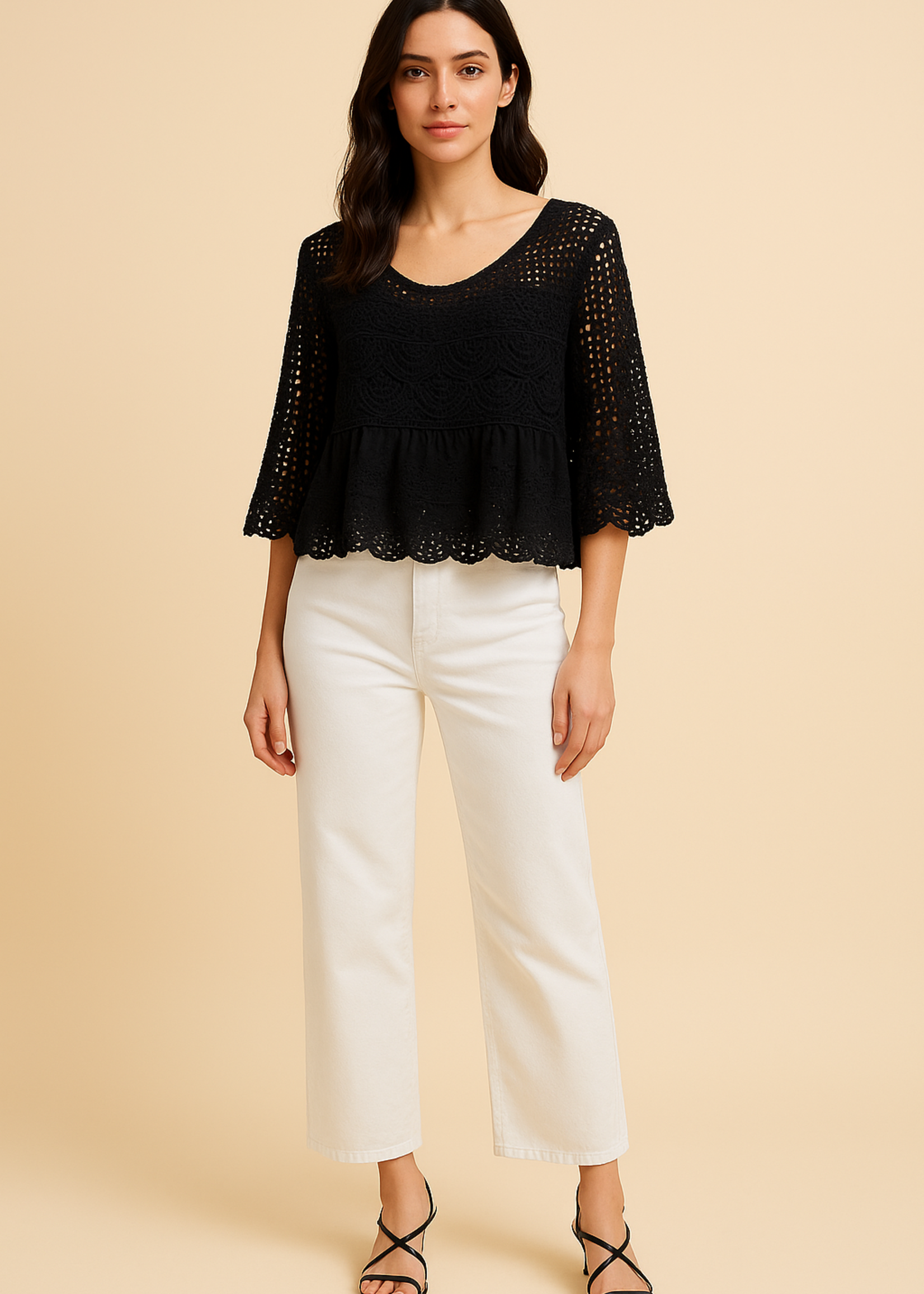 Eyelet hem crochet top +2 colors