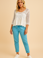 Eyelet hem crochet top +2 colors
