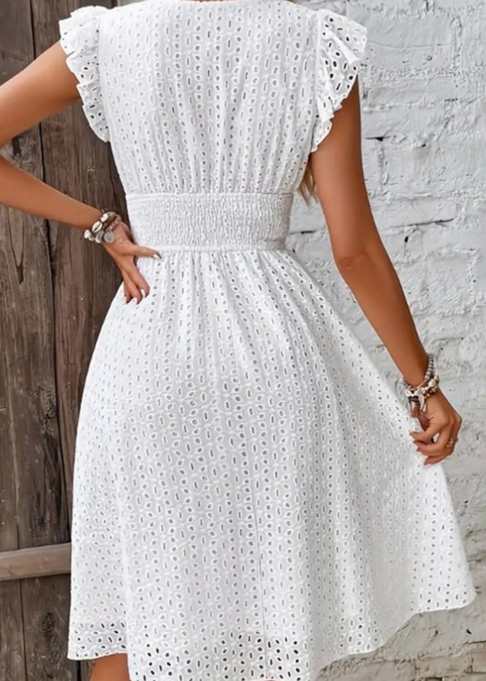 Eyelet smocked midi +2 colors