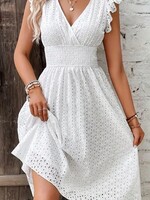 Eyelet smocked midi +2 colors