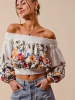 Embroidered off shoulder top