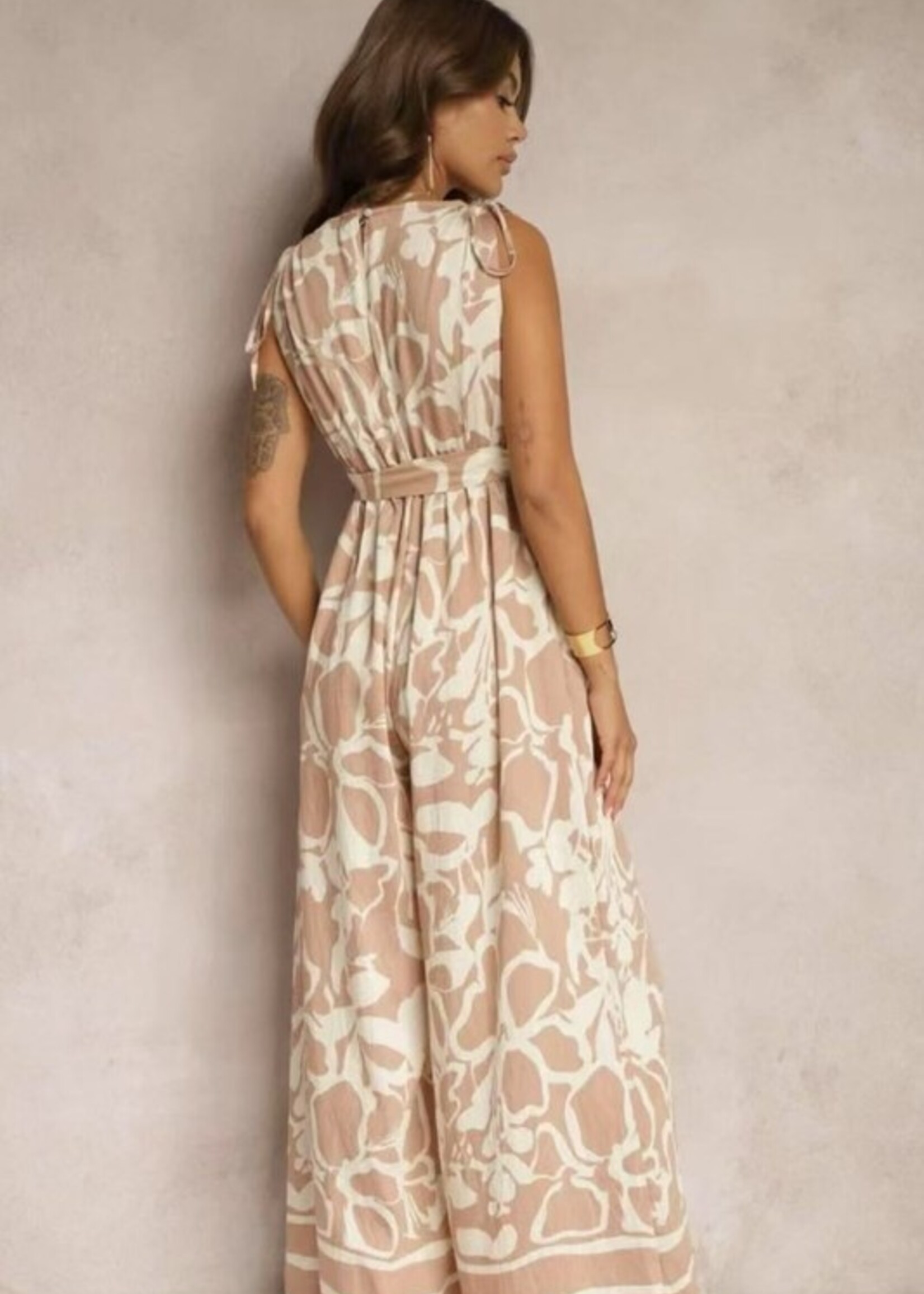Print belted jumpsuit