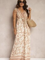 Print belted jumpsuit